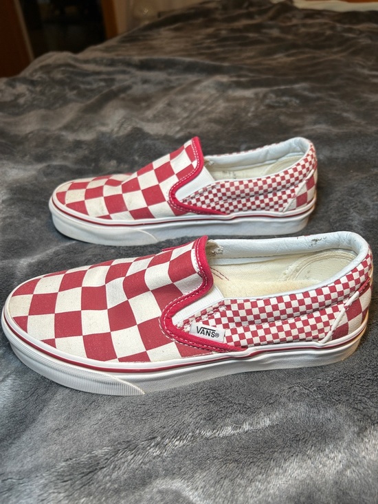 Vans Red Checkered Slip-On Shoes size 7 - Picture 2 of 7